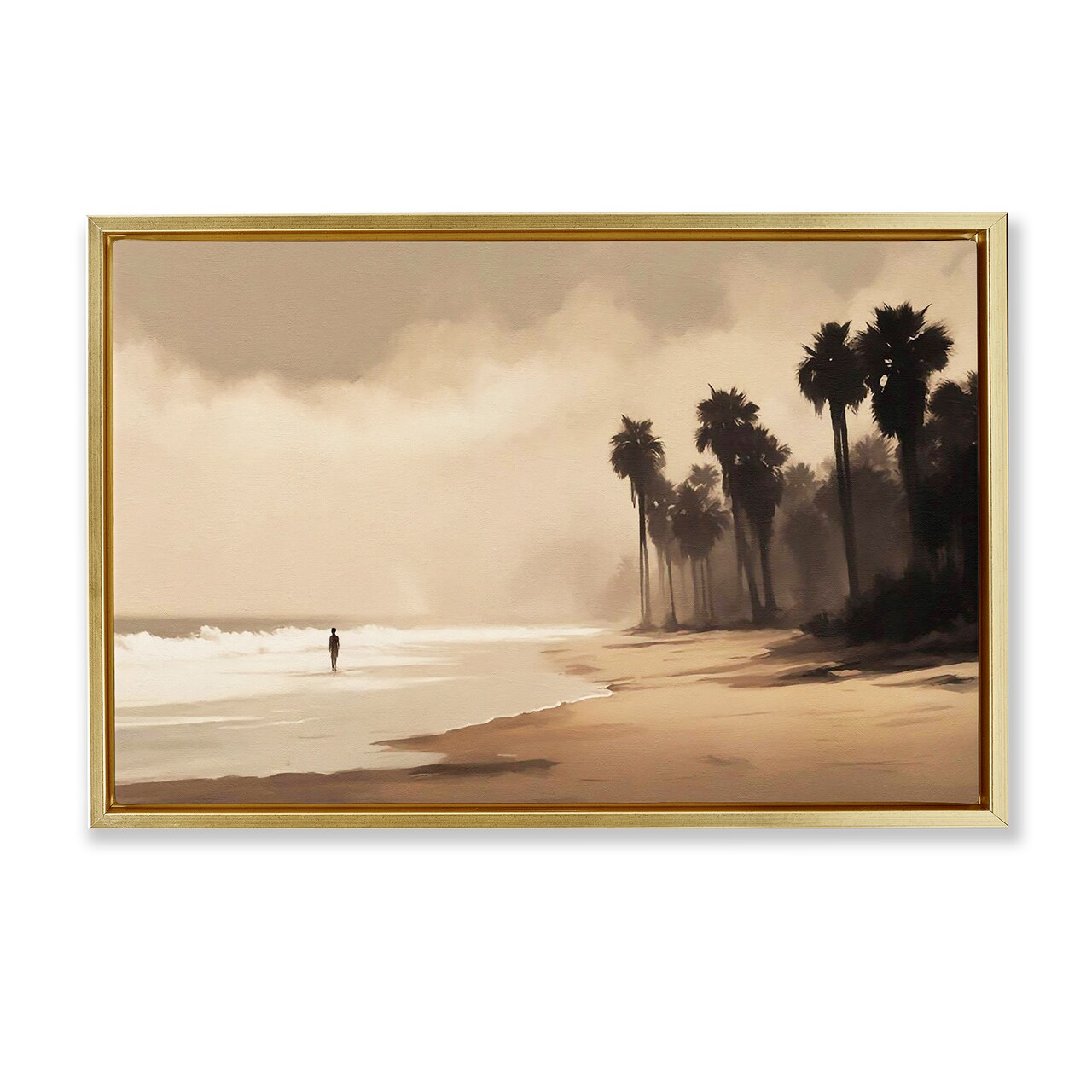 Stupell Industries Moody Beach View Floater Framed Canvas Wall Art Design by Noah Bay